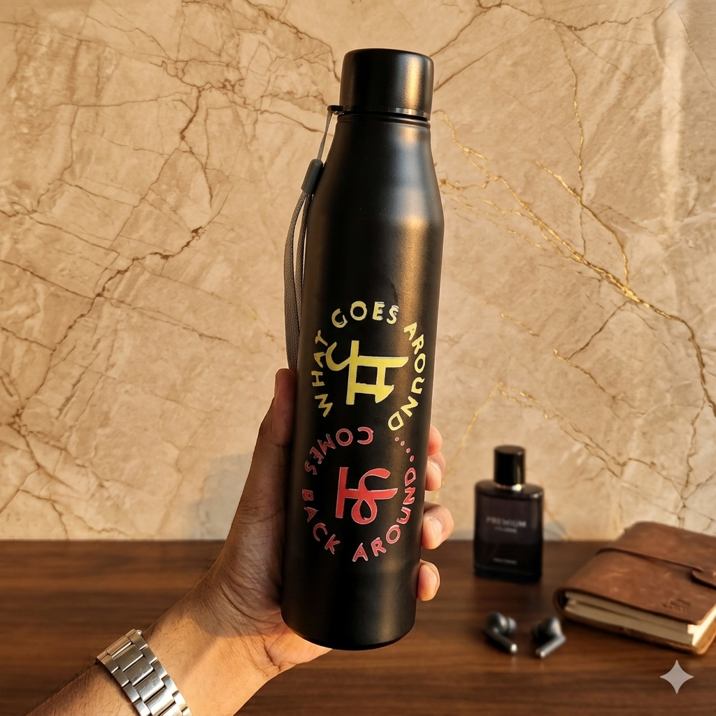 Slimmy 900ml Stainless Steel Black Bottle Karma
