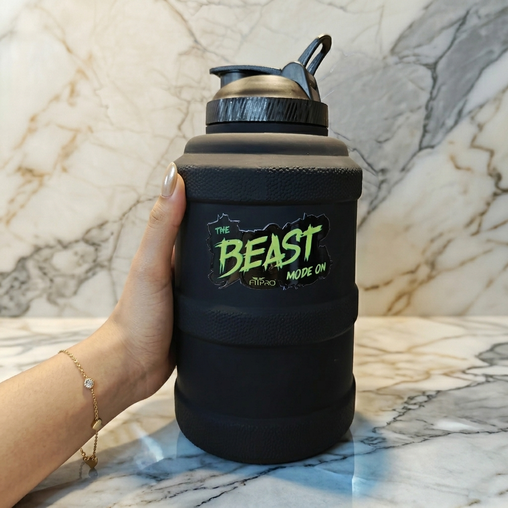 Prism 2.5L Black Gym Premium Gallon Water Bottle
