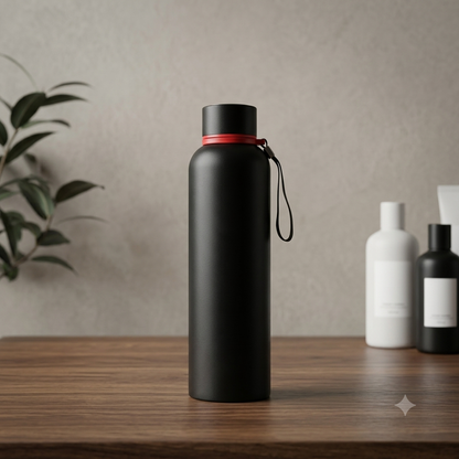 1 Litre Stainless Steel Insulated Water Bottle with Carry Strap for Travel & Daily Use