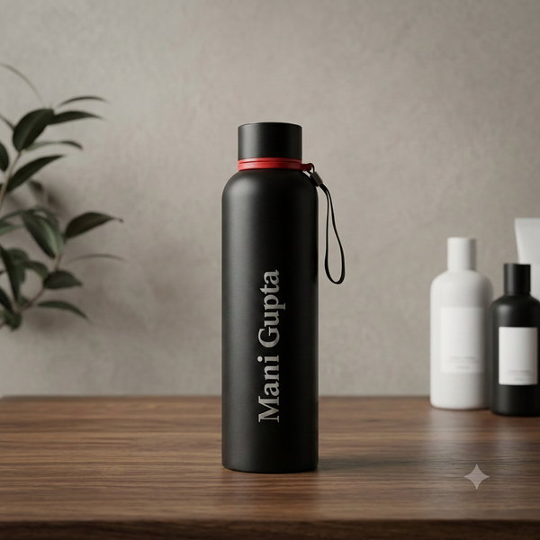 1 Litre Stainless Steel Insulated Water Bottle with Carry Strap for Travel & Daily Use with custom print option