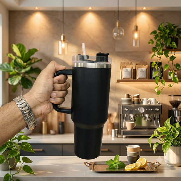 1200ml Stainless Steel Insulated Tumbler with Handle and Straw Lid