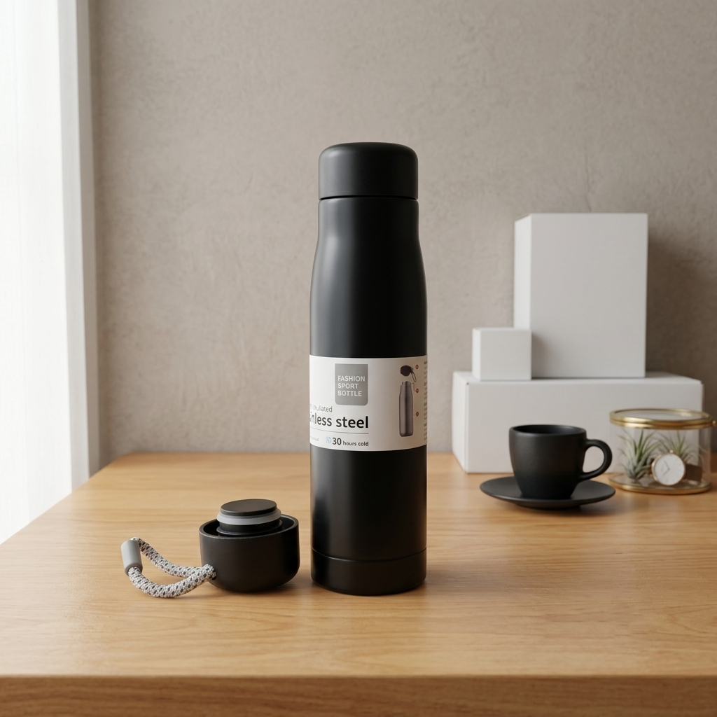 Premium 510ml Stainless Steel Insulated Cola Bottle with Carry Strap