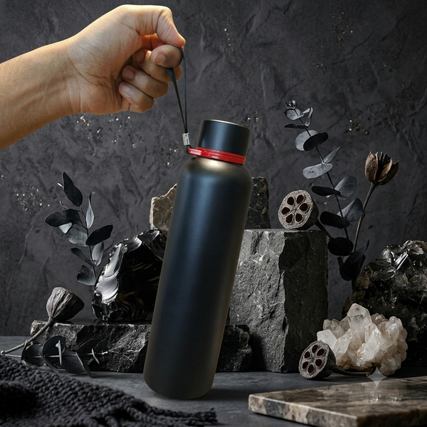 1 Litre Stainless Steel Insulated Water Bottle with Carry Strap