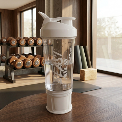 Crystal 500ml Shaker Bottle with Protein Storage Compartment & Mixing Ball