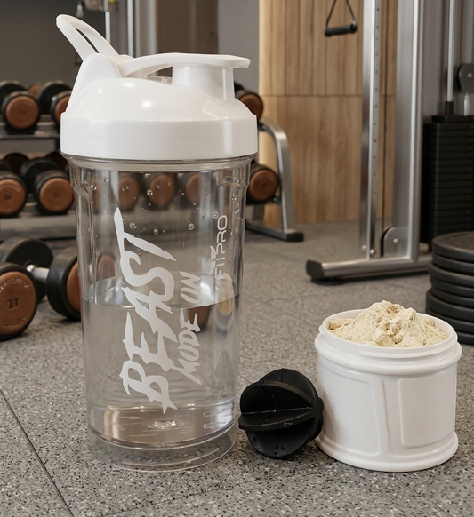 Crystal 500ml Shaker Bottle with Protein Storage Compartment & Mixing Ball