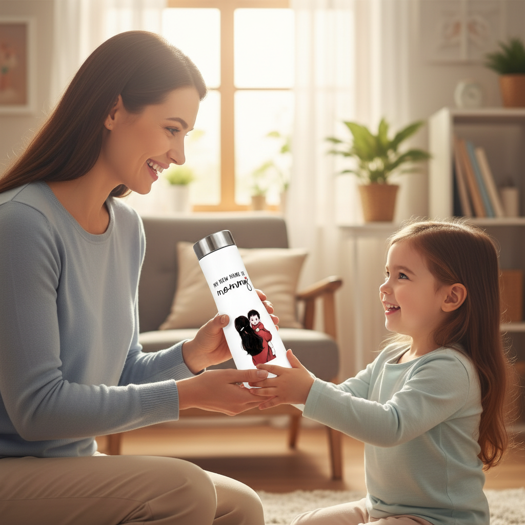Flora Steel Bottle with “Mommy” Printed Design for Personal Use
