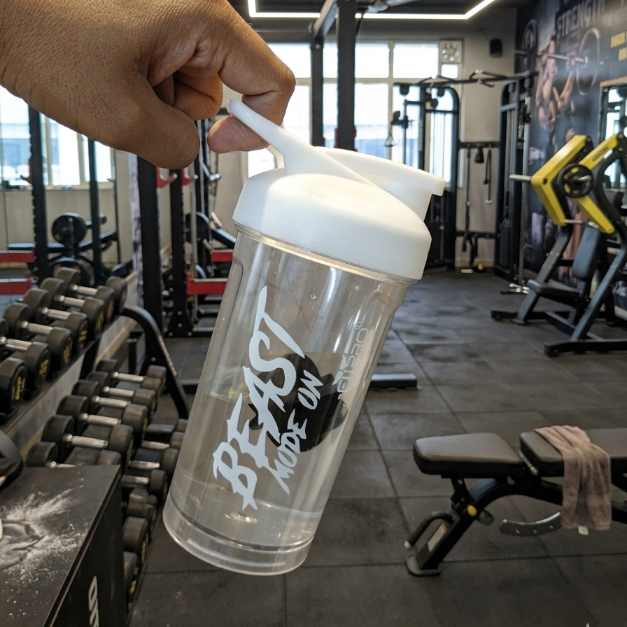 Agni 500ml Shaker Bottle – Beast Mode On Printed Durable Plastic Mixing Bottle for Gym & Supplements