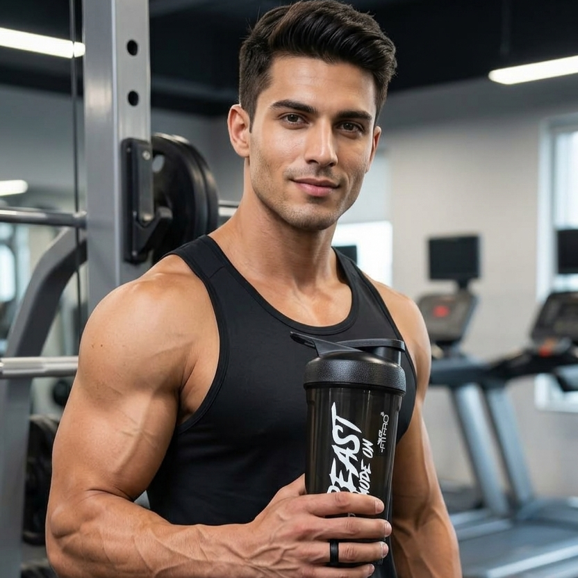Agni 500ml Shaker Bottle – Beast Mode On Printed Durable Plastic Mixing Bottle for Gym & Supplements