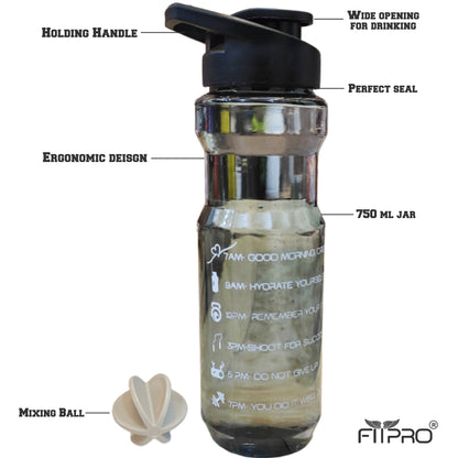 Aqua 750ml Shaker Bottle with Flip Top Cap, Mixing Ball
