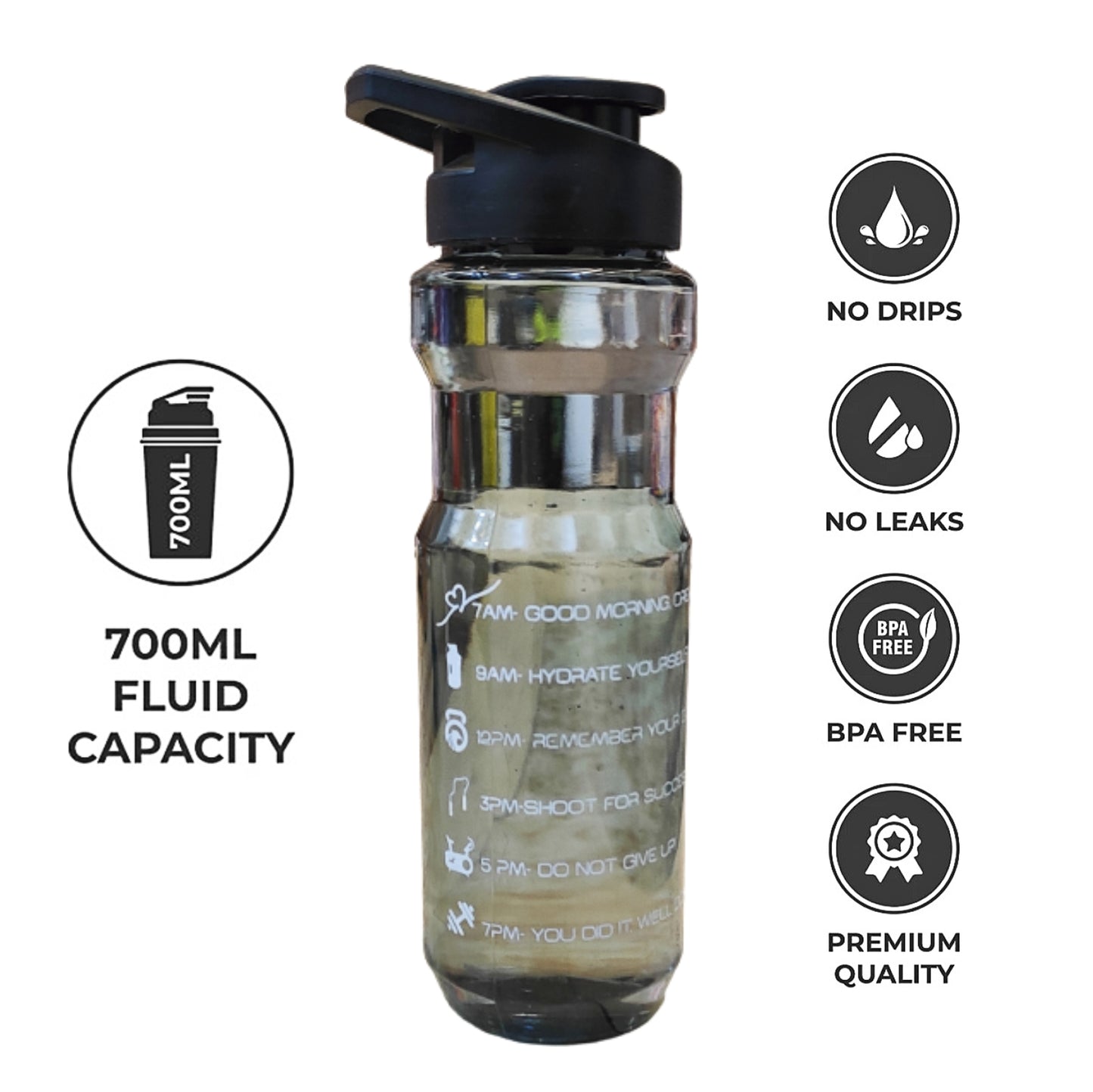 Aqua 750ml Shaker Bottle with Flip Top Cap, Mixing Ball