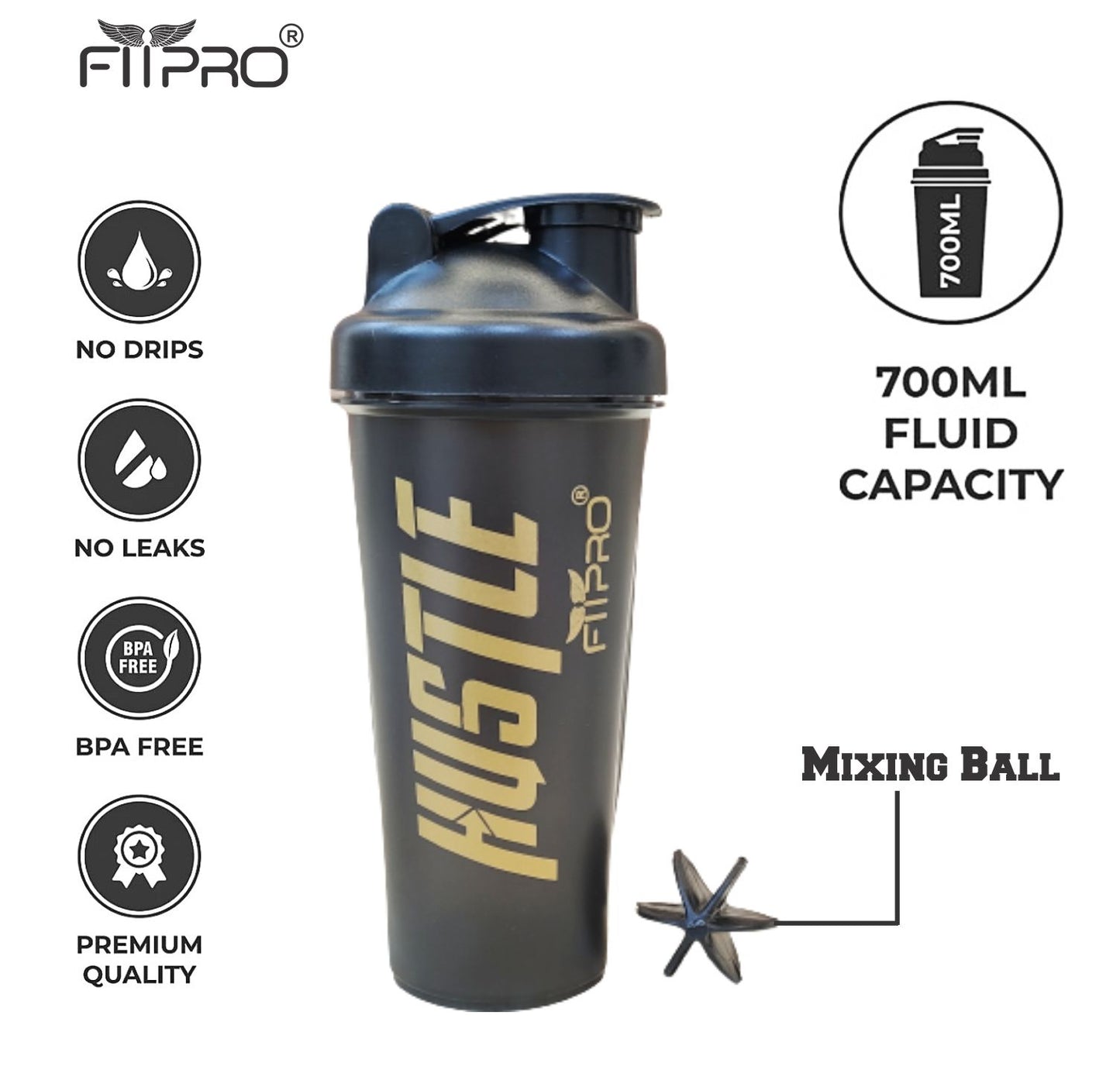 Basic Protein Shaker Bottle 700ml - PP Plastic