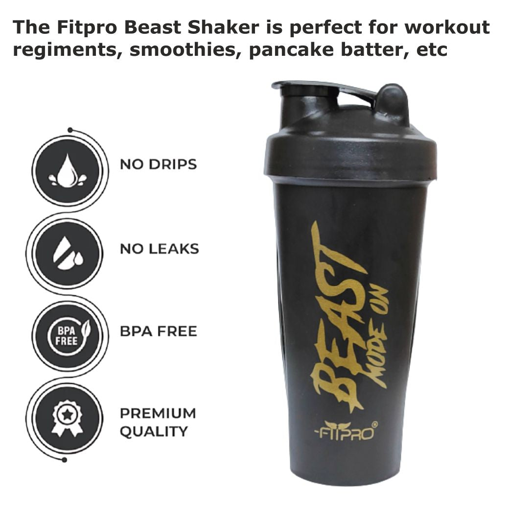 Basic Beast Mode On Shaker 700ml Black – Gym Protein Shaker Bottle