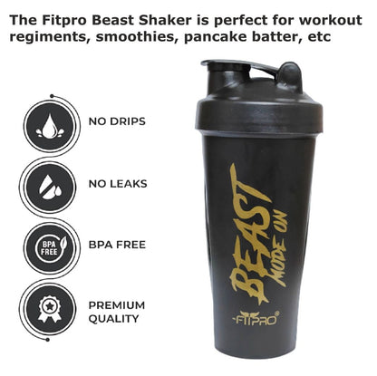 Basic Beast Mode On Shaker 700ml Black – Gym Protein Shaker Bottle