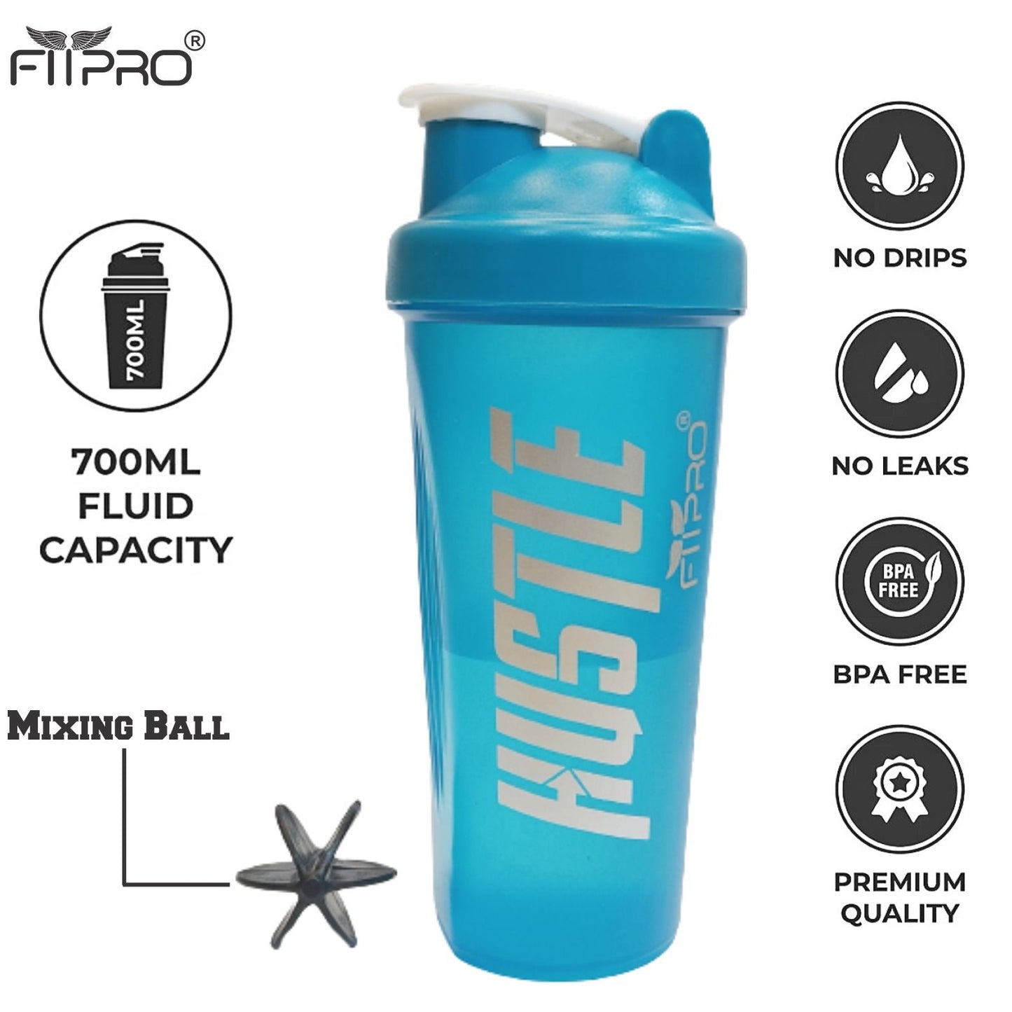 Basic Protein Shaker Bottle 700ml - PP Plastic