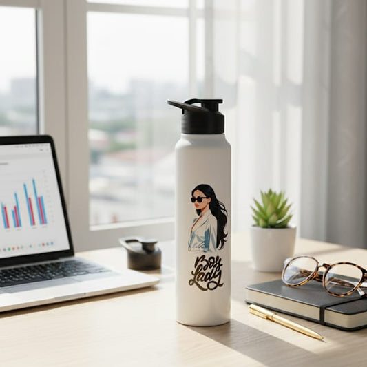 Classic 1L “Boss Lady” Flip-Top Water Bottle – Premium Designer Bottle for Office, Gym & Travel