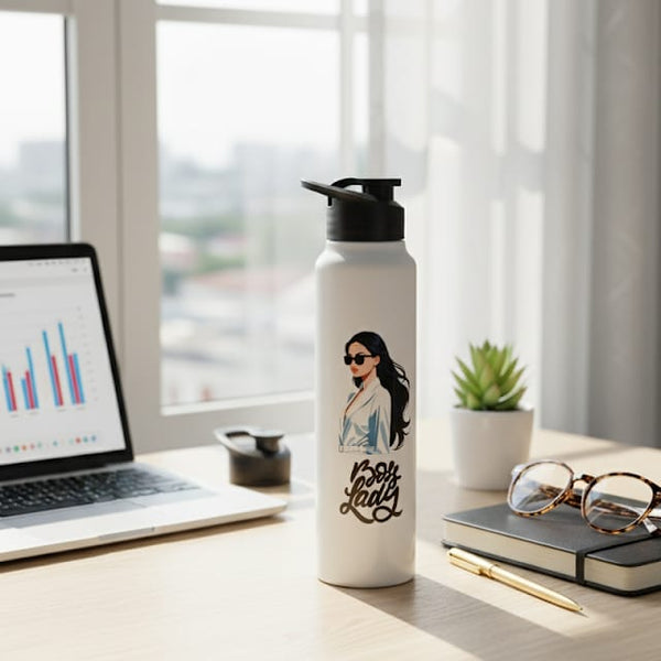 Classic 1L “Boss Lady” Flip-Top Water Bottle – Premium Designer Bottle for Office, Gym & Travel