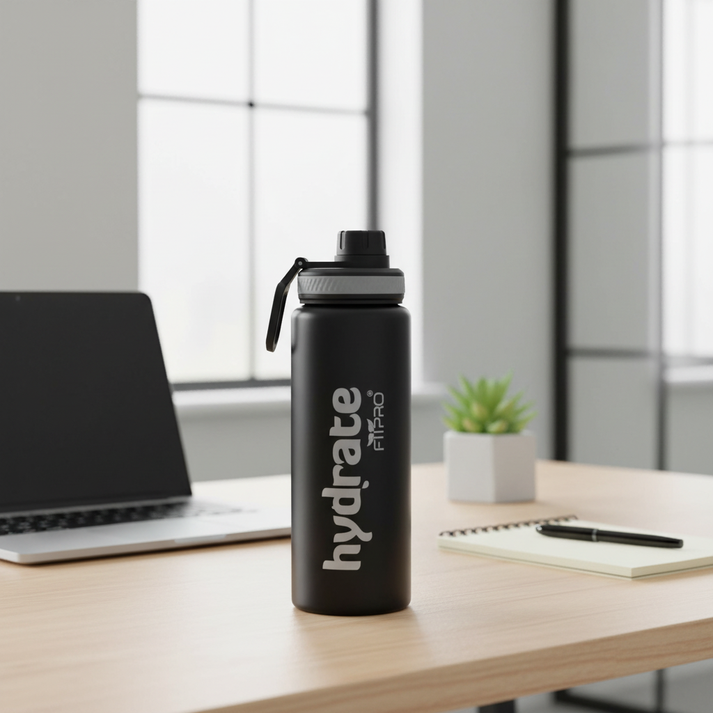H2O Stainless Steel Water Bottle – 900ml - Premium Cap with Holder