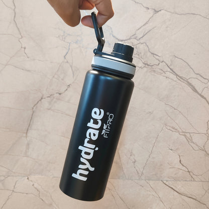 H2O Stainless Steel Water Bottle – 900ml - Premium Cap with Holder