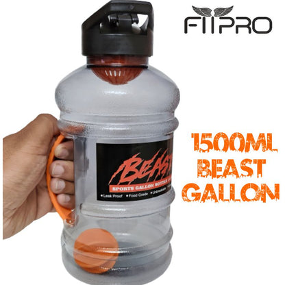 Hulk Sports Gallon Water Bottle 1500ml - Flip Top Cap with Mixing Ball