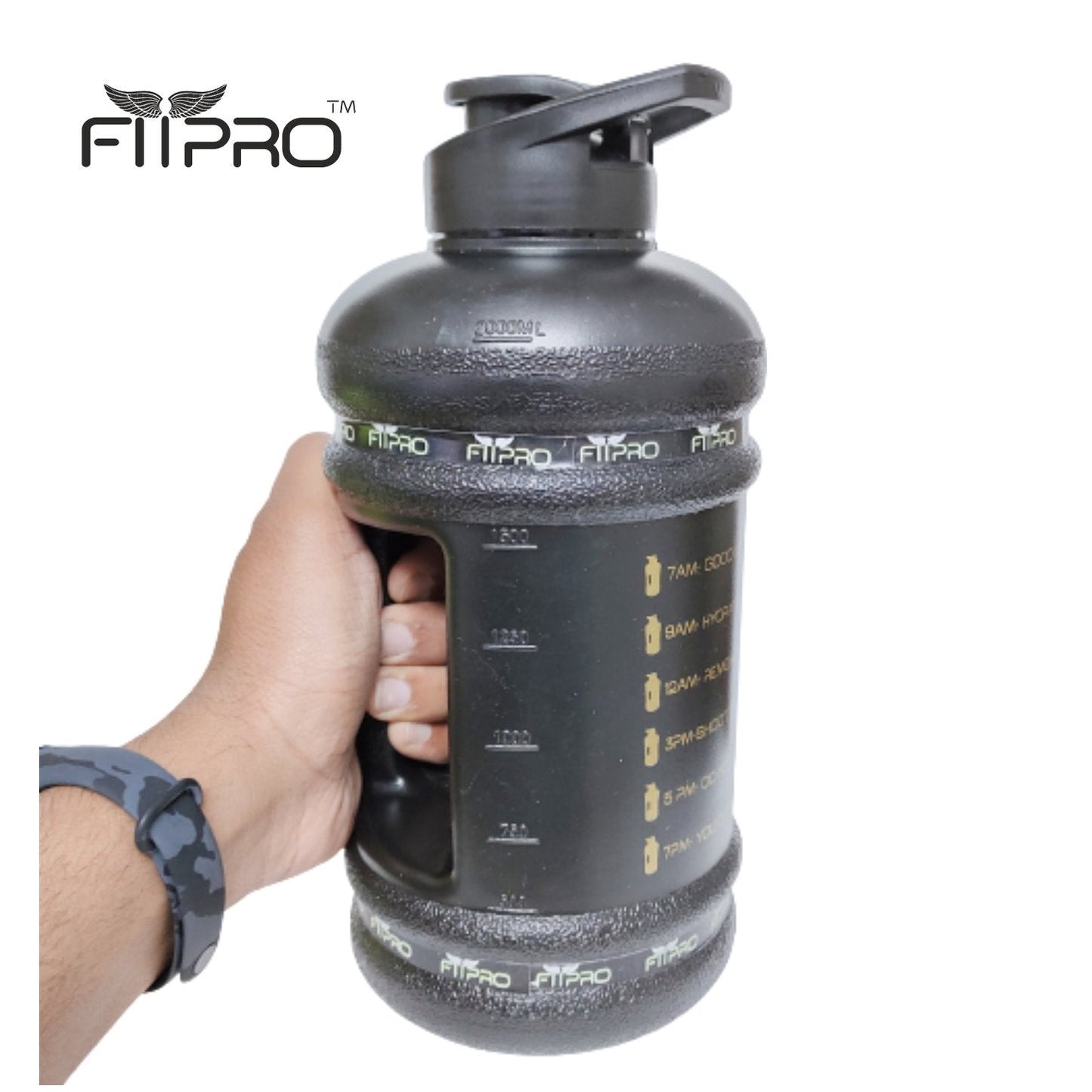 Hydra 2.2L Gym Gallon Bottle – BPA-Free, Leak-Proof Black Water Bottle