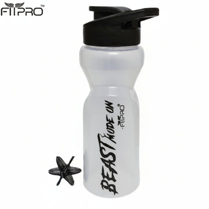 Ivory Sipper Bottle 600ml – Transparent Gym & Cycling Bottle with Black Cap & Mixing Ball