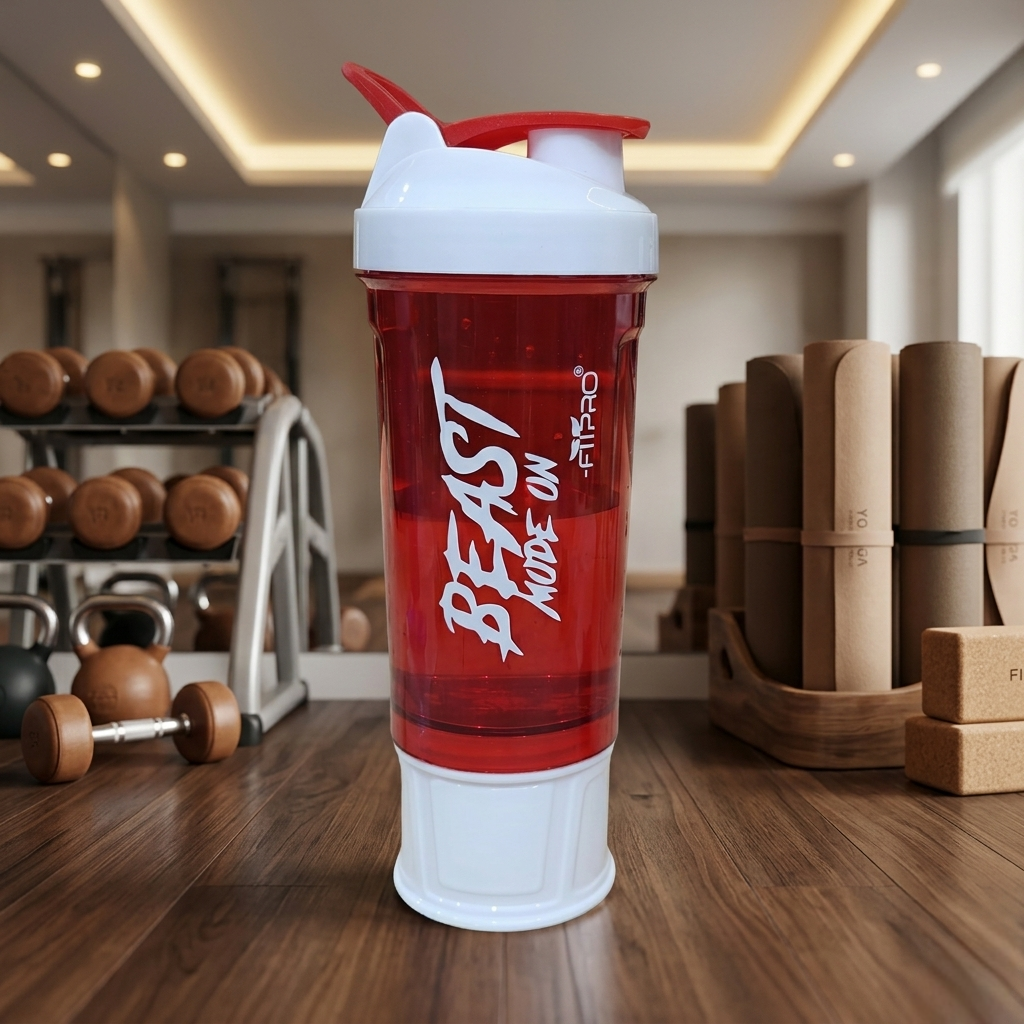 Crystal 500ml Shaker Bottle with Protein Storage Compartment & Mixing Ball