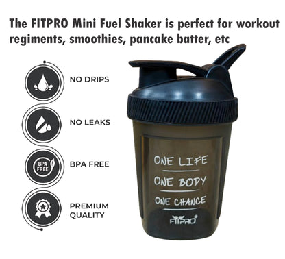 Mini Fuel Bottle 300ml – Compact Gym Protein Shaker with Mixing Ball