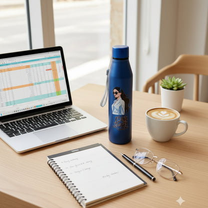 Slimmy 900ml Steel “Boss Lady” Water Bottle  – Premium Designer Personal Use Bottle with Screw Cap